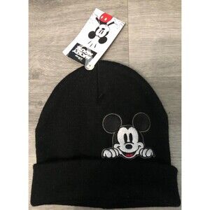 Juniors Mickey Mouse Black Knit Hat NWT B5